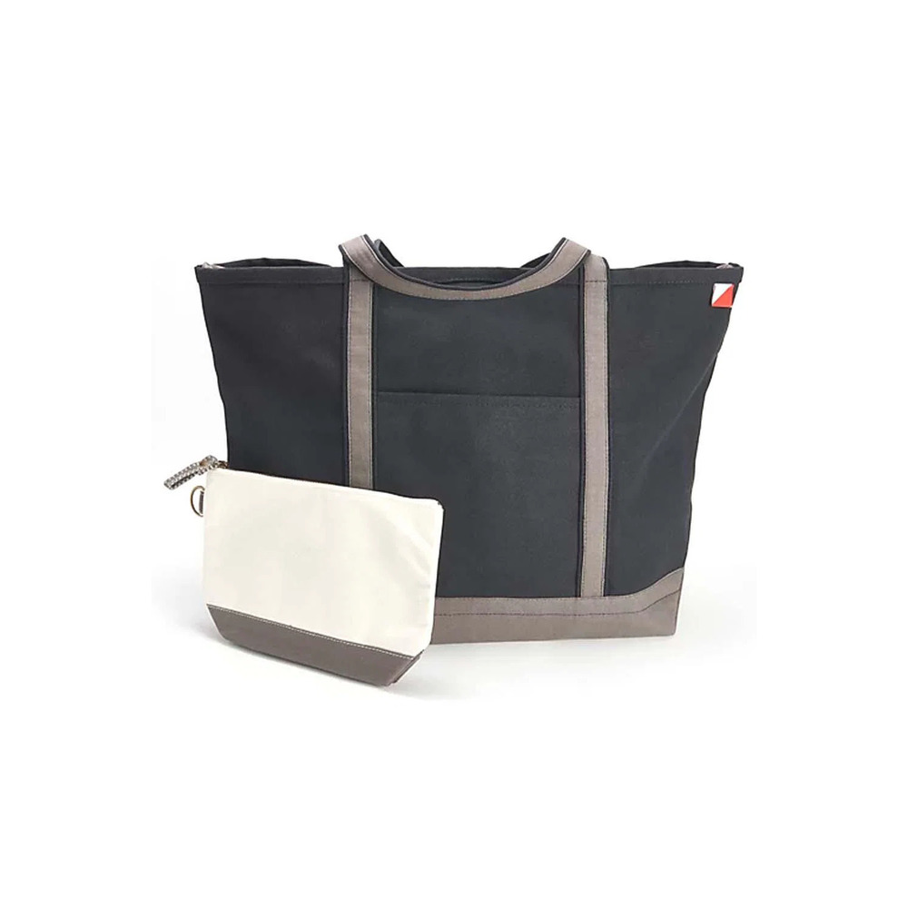 Shorebags Large Zip Top Boat Tote with Pouch Black